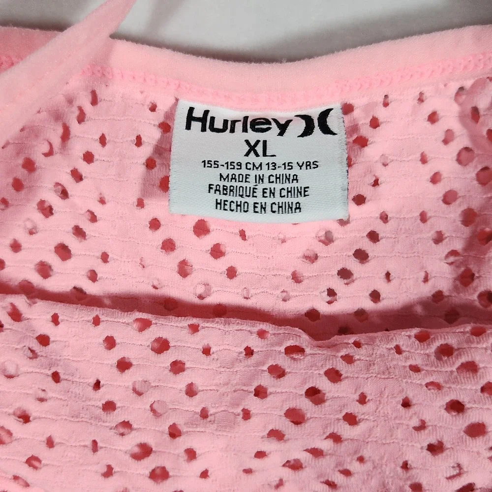Hurley Girls XL Pink Crochet Eyelet Swim Cover Up Dress Beach Vacation Resort